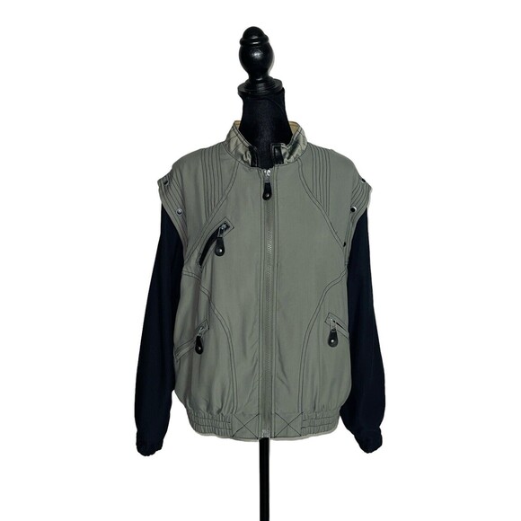 Jamie Sadock Women’s S Green Black Zip Pockets Convertible Vest Moto Golf Jacket - Picture 3 of 9